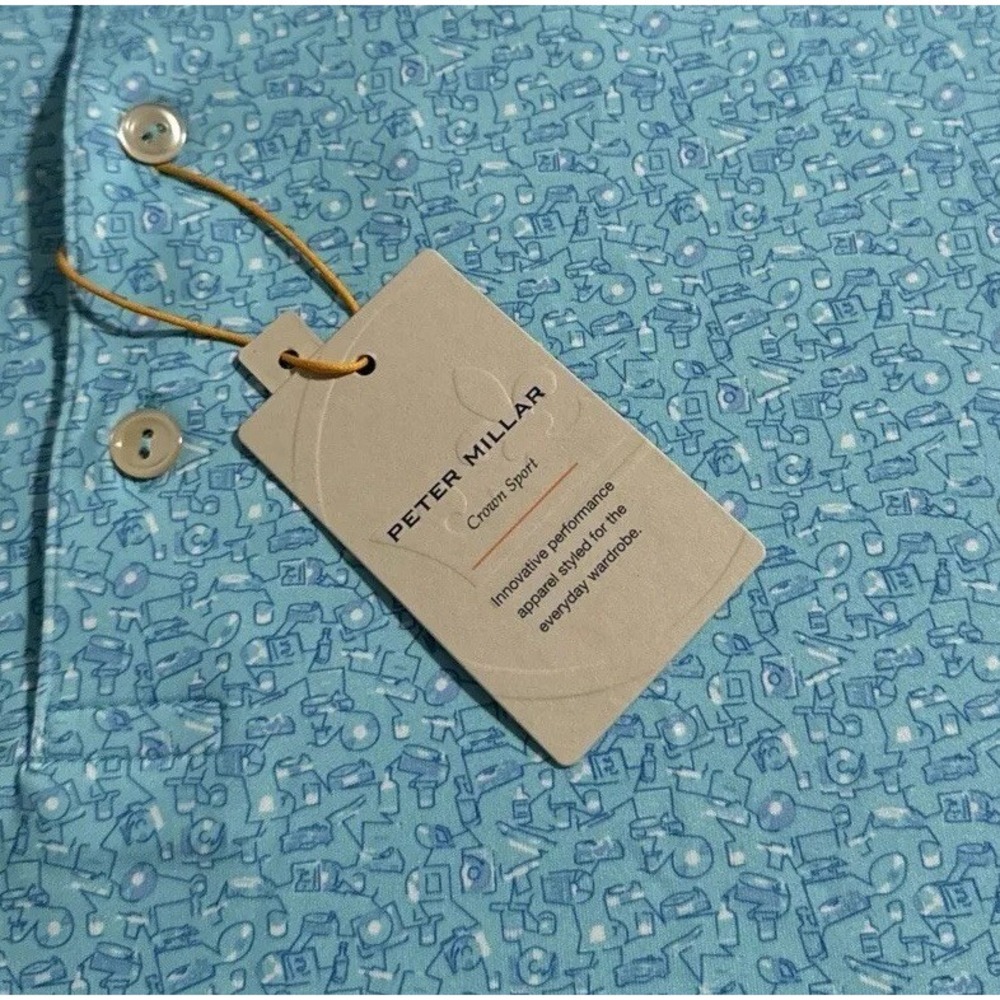 NEW Peter Millar Summer Comfort Men's Small Vinyl and Whiskey Print Golf Polo S